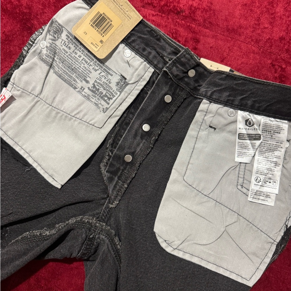 Levi's Charcoal Distressed Denim Shorts - Picture 5 of 8